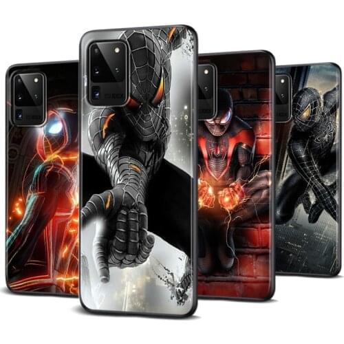 Marvel Dark Spider Man For Samsung Galaxy Note 20 10 9 8 S21 S10 S10E S9 S8 S7 FE Ultra Lite Plus Pro Black Soft 5G Phone Case