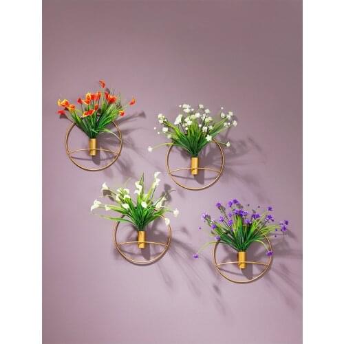 Wall Mounted Flower Tubes Wall Metal Vase Decoration Wall Mount Vase Dried Flower Racks Gold Wall Art Decor Flower Displayer