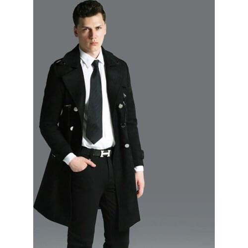New Long Mens Coat Luxury Suede Fabric Double Breasted Mens Jackets And Coats Plus Size 6xl Fashion Solid Coloar Man Trench