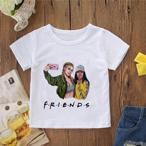 New Arrival Boy Tshirts Kids Me And My Good Friends Girls Tops Fashion Girlfriends T-shirt Design Round Neck Baby Short Sleeves
