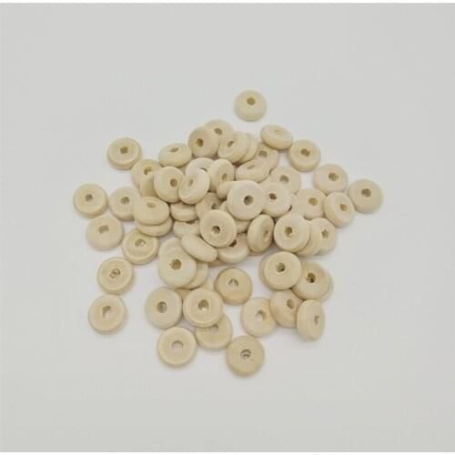 100pcs/lot 14mm Loose Spacer Wood Beads Natural Color Flat Wooden Beads Heishi Bead For Jewelry Making DIY Bracelet Accessories