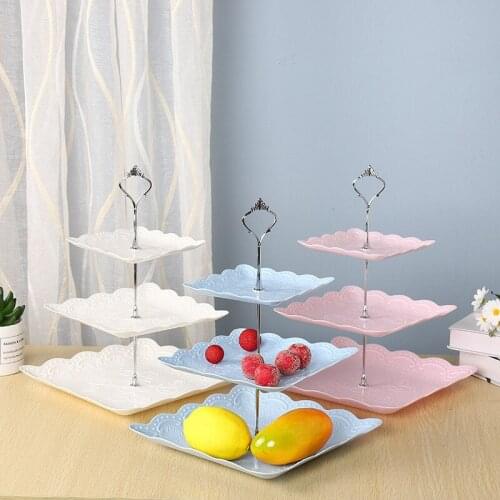 Detachable Cake Stand European Style Disposable Cutlery 3 Tier Plates Serving Dessert Holder Wedding Party Home Outdoor Decor