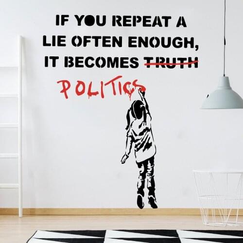 Politics Girl Banksy Wall Sticker Bedroom Playroom Graffitti Street Culture Politics Quote Girl Wall Decal Vinyl Decor
