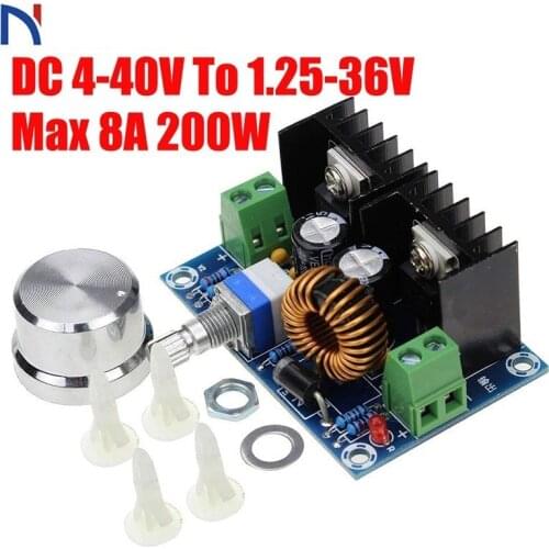 Max 8A 200W DC to DC Buck Step Down Converter DC-DC Power Supply XL4016 PWM Adjustable 4-40V To 1.25-36V Step-Down Board Module