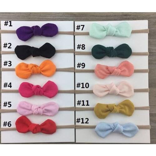 MengNa Handmade Newborn kids Bow Nylon Headbands Girls Nylon Bow Headbands Cotton Headbands 36pc/lot