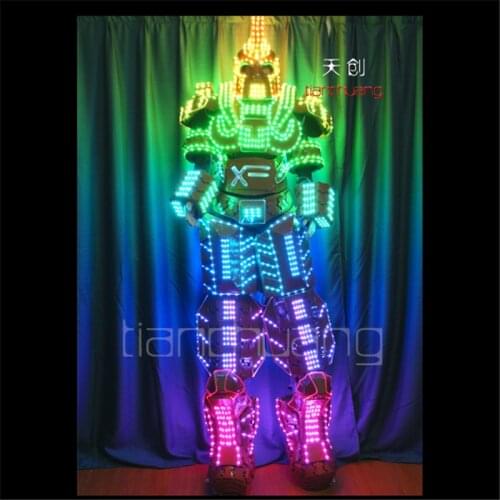 Programmable led costumes ballroom dance robot costumes mens suit party RGB full color light dj clothes stage show wears bar dj