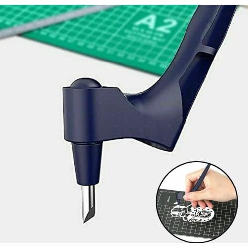 Craft Cutting Tools 360 Degree Rotating Art Cutting Pen Tool with Non-slip Grips Dark blue Plastic Art Knife Hand Tools