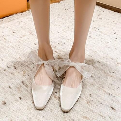 Riband Modern sandals women summer shoes slippers small square toe thick heels sandalias metal chain buckle strap sandales mujer