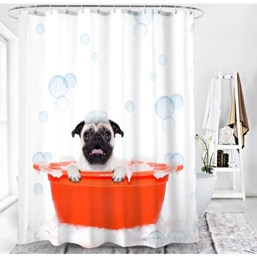 Modern Cute Cartoon Dog Shower Curtain Waterproof and Mildew Proof Bathroom Decorative Shower Curtain for Girls and Boys