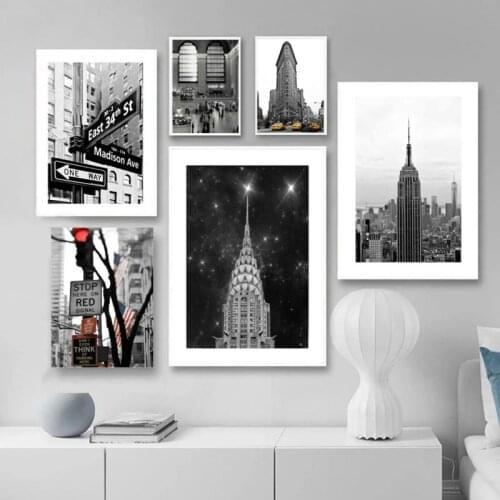 New York City Street Sign Building Canvas Painting Modern Wall Art American Style Poster And Print Wall Pictures Home Decoration