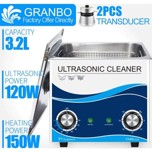 3.2L Ultrasonic cleaner bath 120W 40khz with timer heater stainless steel household sonic cleaning machine jewelry glasses coins