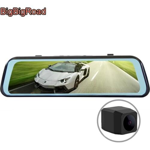 BigBigRoad Car DVR Dash Camera Stream RearView Mirror IPS Screen For Chevrolet Aevo Sail Trailblazer Tracker Onix Captiva Cruze