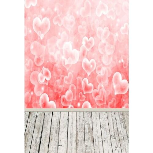 VinylBDS Pink 5x7ft Valentines Day Photography Backdrop Wooden Valentines Day Backdrops Children Backgrounds For Photo Studio