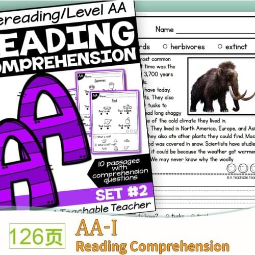 Leveled Reading Comprehension Passages A-I Distance Learning Worksheets Learn English reading books Passages Workbooks Kids