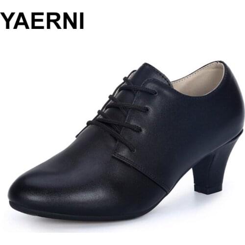 YAERNI Heel 5cm Black Red Silver Outdoor Indoor Women Breathable Modern Dance Shoes Square Latin Dance Shoes Woman