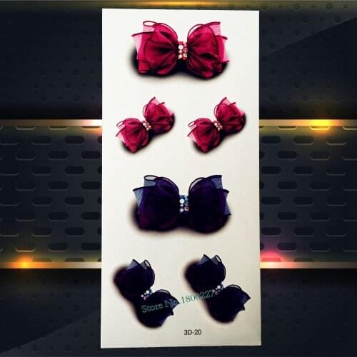 1PC Cute Bow Designs Fake Flash Waterproof Tattoo Child Pattern P3D-20 Bowknot School Tattoo Stickers Women Makeup Body Art Arm