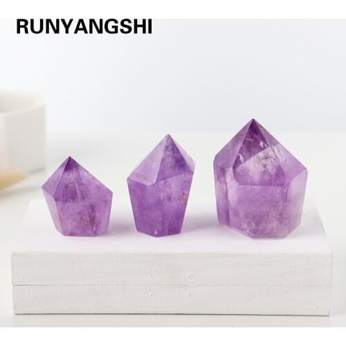 1PC Natural high quality Brazilian Amethyst column Purple crystal energy tower ornaments Drill crystal column Gemstone Fengshui