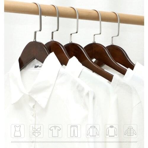 10pcs/lot Solid Wood Coat Hangers with Anti-skid Grooves Nonslip Strips Antique Wooden Clothes Hanger（30pcs or more can logo)