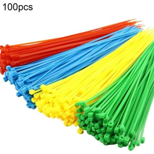 100Pcs Green Yellow Blue Red Durable Self-Locking Fireproof Nylon Cable Tie Plastic Binding Wrap Strap Organiser Fasten Cable