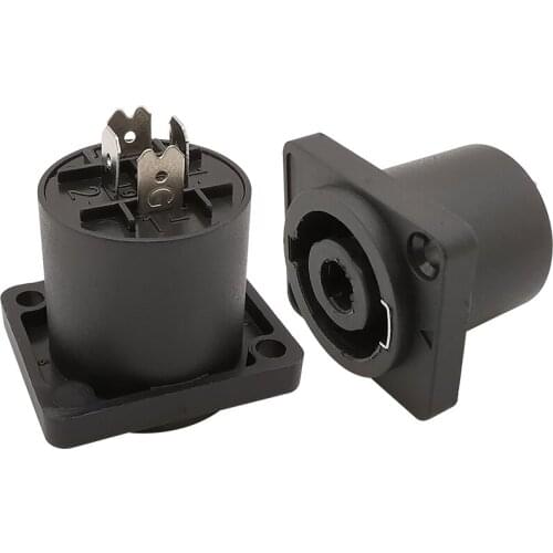 2Pcs 4 Pin Speakon Panel Mount 4 Poles Female Jack Socket Audio Speaker Plug Cable Connector for PA Amplifier