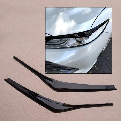 2pcs Car Black Headlight Eyebrow Eyelid Decoration Cover Trim Frame Fit For Toyota Camry SE XSE XLE 2018 2019 2020