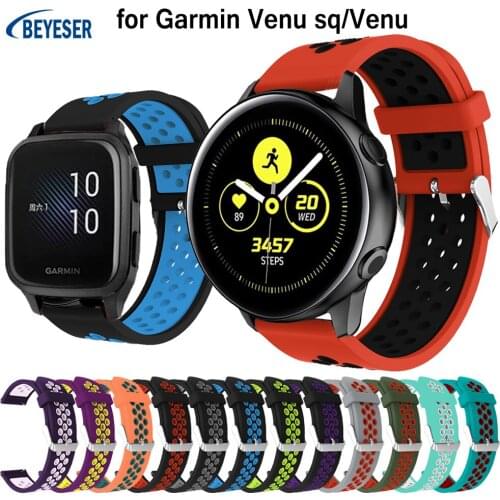 20mm Double Colors Silicone strap For Garmin venu sq venu Bracelet For Forerunner 245 645/music Band Replacement wristband New