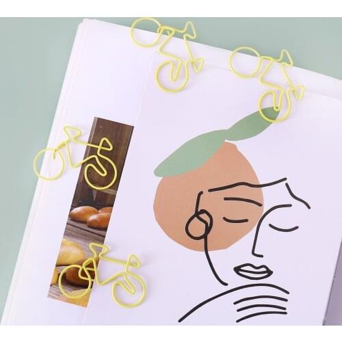 TUTU 30pcs/lot yellow Bicycle Shape Paper Clip Bookmark Cute Photos Tickets Notes Letter Paper Clip Stationery Supply H0548