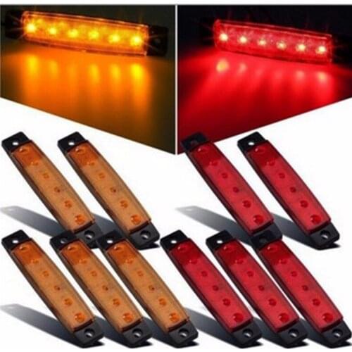 6LED Side Sign Light External Warning Light Taillight Signal Brake Light Suitable for Truck Trailer Truck Bus