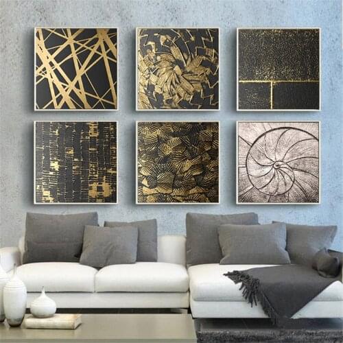 Abstract Gold Black Luxury Nordic Canvas Art Painting Home Decor Wall Art Retro Print Living Room Vintage Minimalist Picture