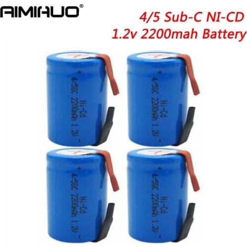 4pcs Ni-Cd 4/5 SC Sub C 1.2V 2200mAh Rechargeable Batteries for Flashlight Fan Power Tool Battery NICD SC Cells With Welding Tab