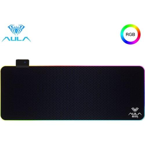 AULA LED Light Gaming Mouse Pad RGB Large Keyboard Mat Anti-slip Natural Rubber Mouse Pad Large Table Mat PC Desk Pad