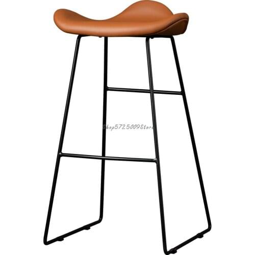 Nordic Industrial Style Bar Chair Iron Bar Stool Simple Modern Pu Leather Bar Stool Bar Chair Household High Foot Dining Chair