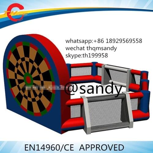 Free air ship to door,12*12*5mH giant inflatable soccer dart board/inflatable soccer pitch/inflatable football court