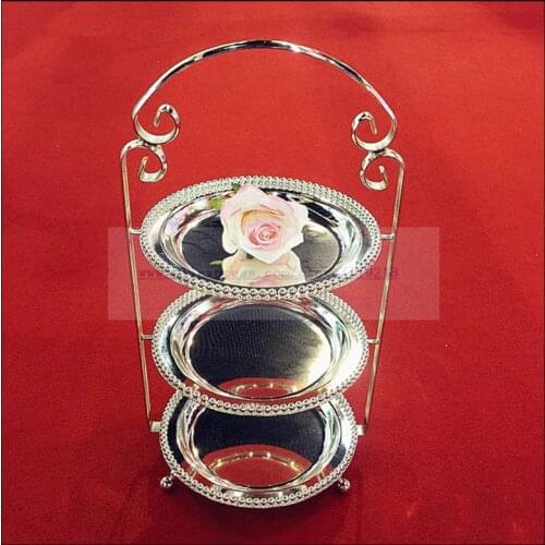 Large gold European three-layer afternoon tea snack stand multi-layer dessert rack baking West Point display stand