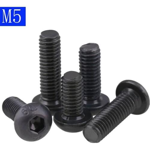 M5 5mm M5 x 0.8 black 10.9 Alloy Steel Button Head Hex Bolts Hexagon Socket Screws ISO 7380 DIN 7380