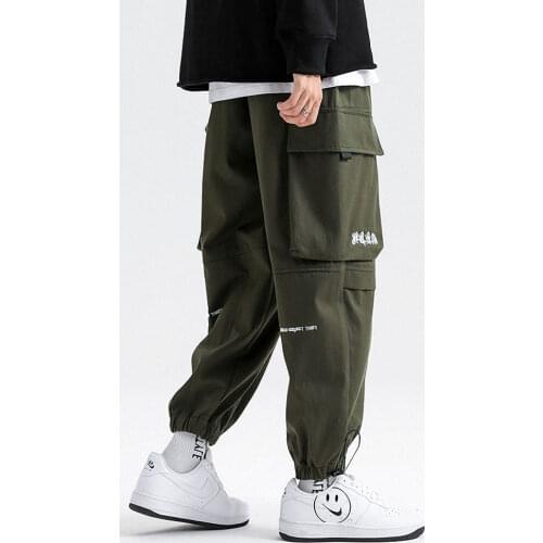 Mens Multi Pockets Cargo Harem Pants Hip Hop Tactical Military Casual Loose Sweatpants Male Cotton Track Pants Joggers Trousers