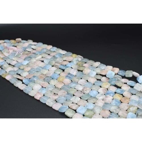 14mm AAA Natural Faceted Morganite square shape Stone Beads For DIY necklace bracelet jewelry make 15 "free delivery