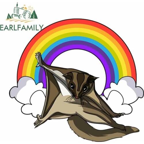 EARLFAMILY 13cm x 11.8cm Sugar Glider Rainbow Clock By Underheaven Redbubble Car Styling Sticker Waterproof Vinyl Decals