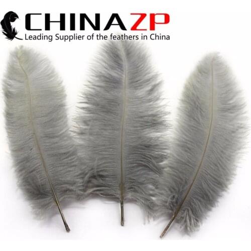 CHINAZP Factory 100pcs/lot 10"-12" (25-30cm) Good Quality Dyed Silver Grey Ostrich Feathers Party Decorations