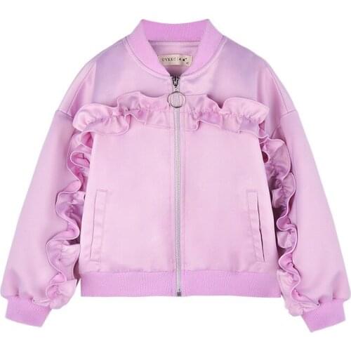 Girls coat spring and autumn 2019 new medium and small children ruffled baseball uniform casual girl jacket