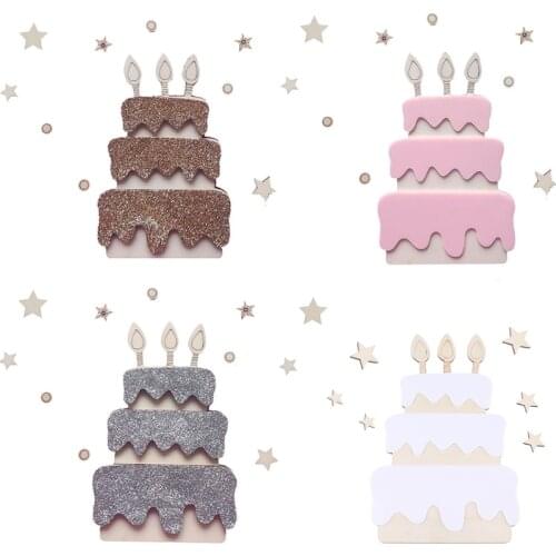 Wooden Happy Birthday Party Decoration Cake Topper Background Wall Ornament Prop