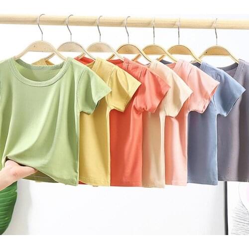 Baby T-shirt Crew Neck Breathable Elastic Kids Unisex Short Sleeve Tops for Summer