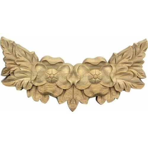 N31 -28x15x1cm Wood Carved Long Onlay Applique Flower Frame Door Decal Working carpenter Rose wood carving appliques
