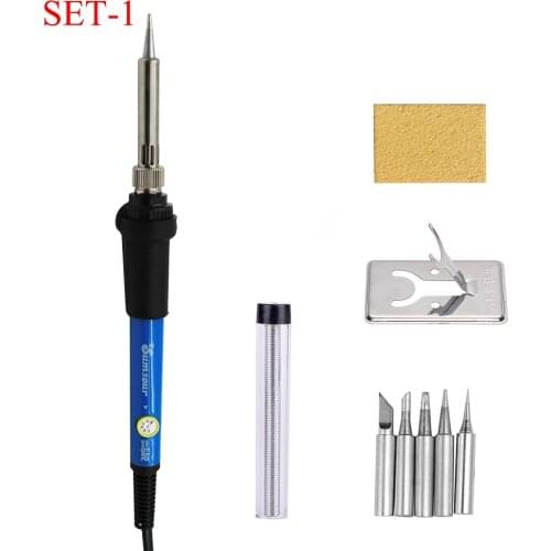 Soldering Iron 110V 220V 60W Adjustable Temperature Electric Iron Repair Tool Set With 5pc Iron Tip Solder Wire Stand