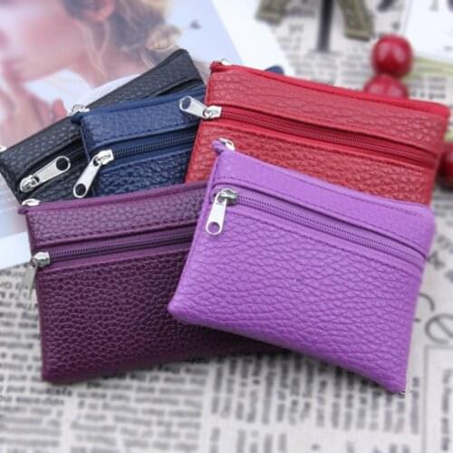 Pu Leather Men/Women Mini Id Card Holders Business Credit Card Holder Slim Bank Card Case Organizer Solid Color Wallet Zipper
