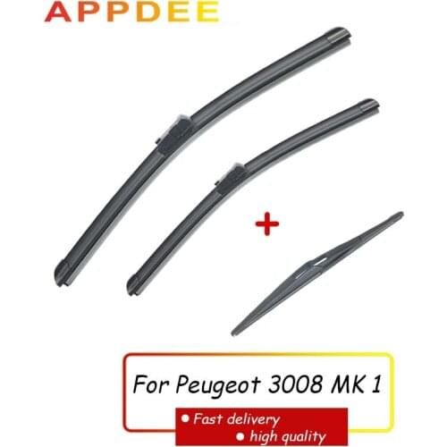 APPDEE LHD Wiper Front Rear Wiper Blades Set For Peugeot 3008 MK 1 2008-2016 Windshield Windscreen Front Rear Window 30"28"12"