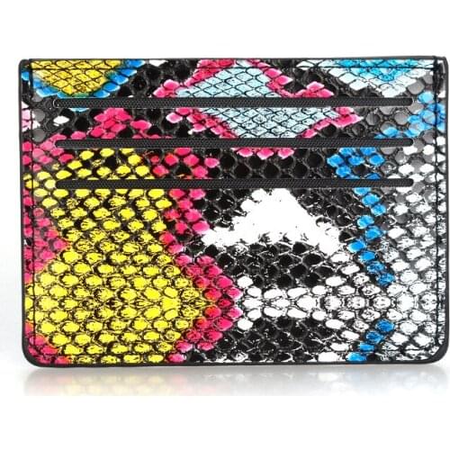 KANDRA Python Leather Credit Card Wallet Women Snakeskin Slim Business Card Holder Coin Pocket Thin Card Holder Protector