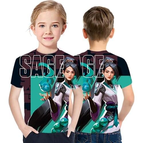 Summer T-Shirt Childrens All In One Valorant Games Short Sleeve 3D Printing Casual Hip Hop Street Fashion Go Out Wear Sweatshir