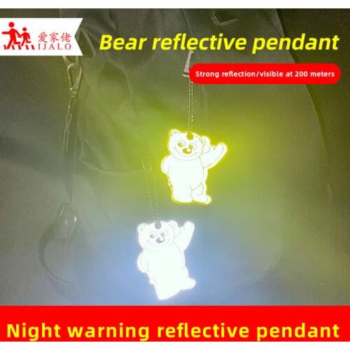 Cute Bear Reflective bag pendant PVC Reflective keychains car keyrings Holiday gift accessories for traffic safety use reflector