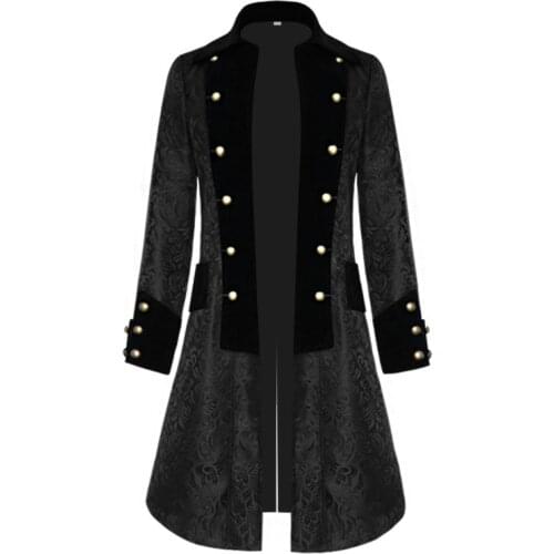 Mens Steampunk Vintage Jacket Medieval Renaissance Gothic Victorian Frock Coat Uniform Halloween Costume Tailcoat Abrigo Hombre